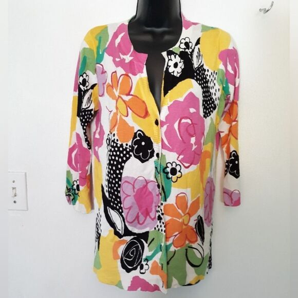 Cyrus multicolored floral button down cardigan - Picture 1 of 4